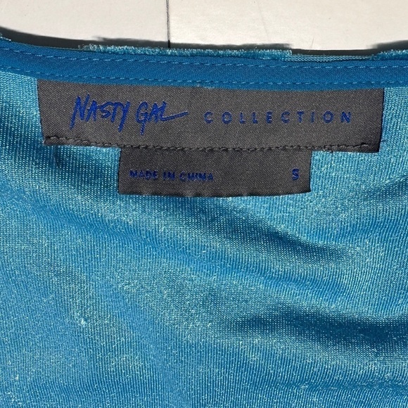 Nasty Gal Visionary Velvet Aqua Geometric Burnout and Sheer Futuristic Tunic S - Picture 10 of 15